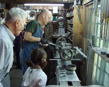 Photo of Jon Gibson Giving a Pewter Turning Demonstration