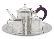 Photo of William Will Pewter Tea Service, Ebony Handle