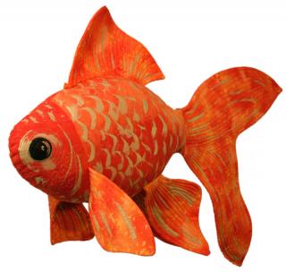 Fabric Goldfish sculpture by Camille Gibson